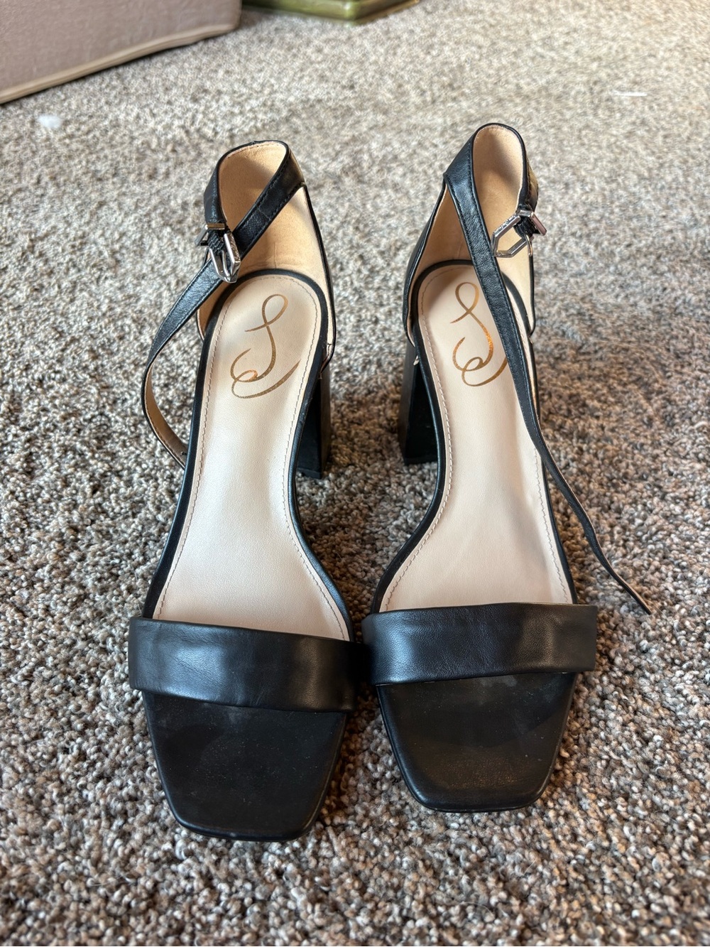 Sam Edelman Daniella Leather Ankle Strap Square Toe Dress Sandals
